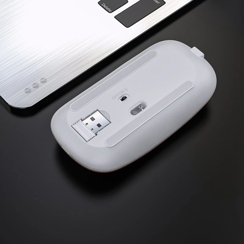 

Rechargeable Mouse Wireless Silent LED Backlit Mice USB Optical Ergonomic Mouse PC Mouse for Laptop Computer PC White