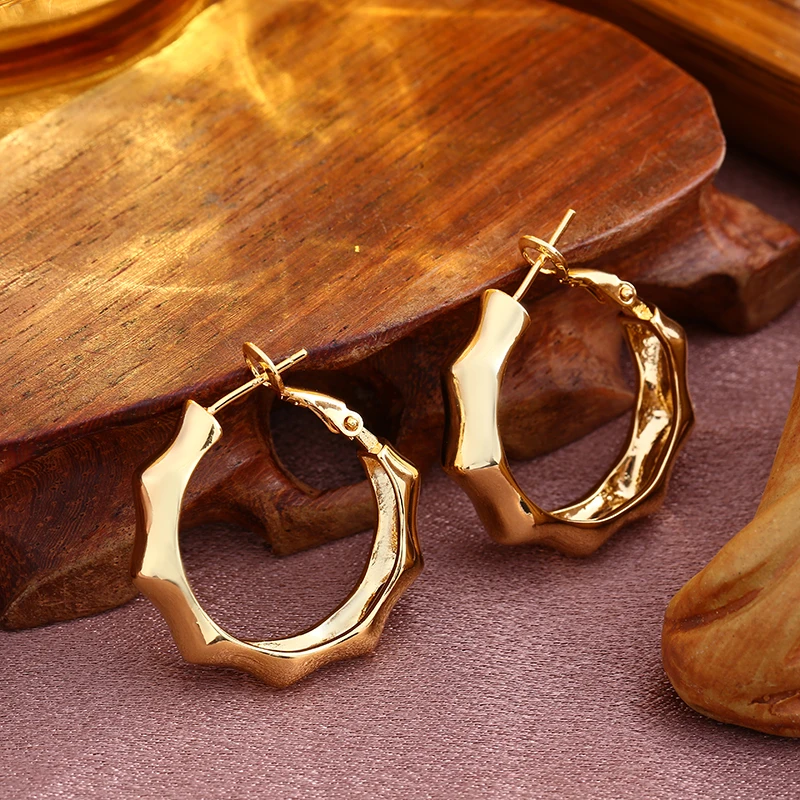 Женские крупные геометрические серьги-кольца из нержавеющей стали ювелирные