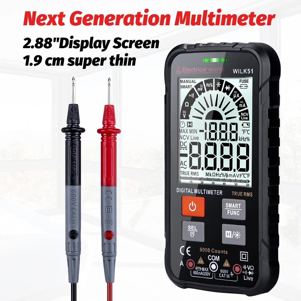 

New Generation 600V Smart Intelligent Phone Digital Multimeter Ohm Capacitance Hz AC DC NCV Advance Multimetro Tester