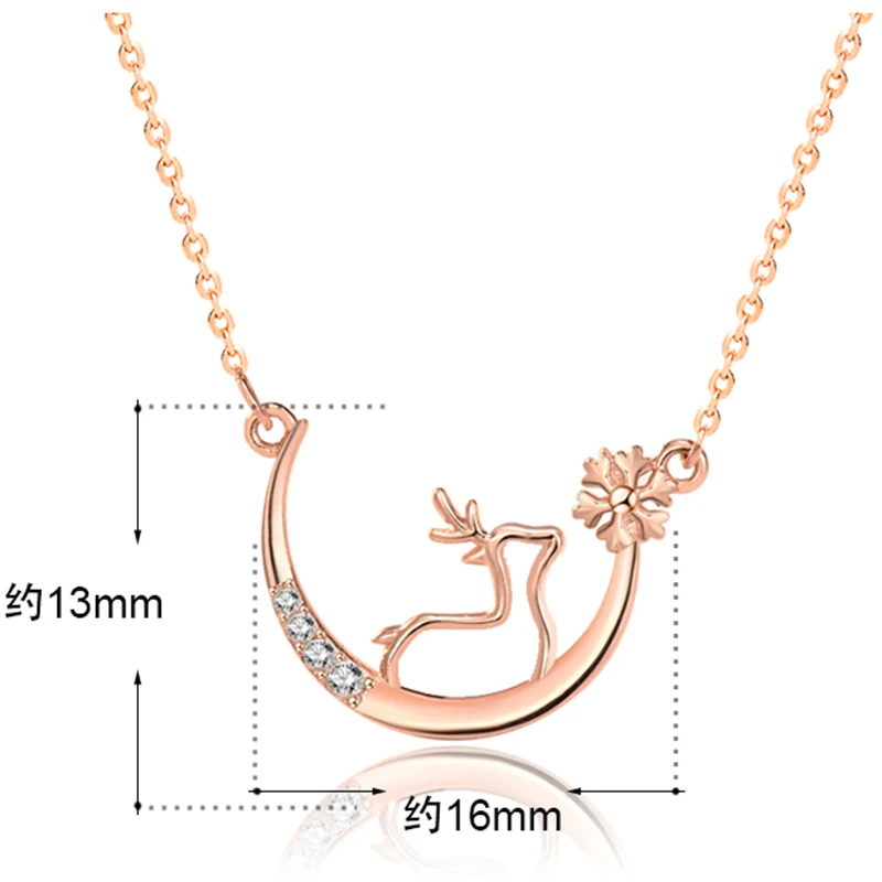 

Fashionable Snowflake Elk Women Pendant Necklaces Ladies Christmas Party Jewelry S925 Silver Adjustable Female Clavicle Chain