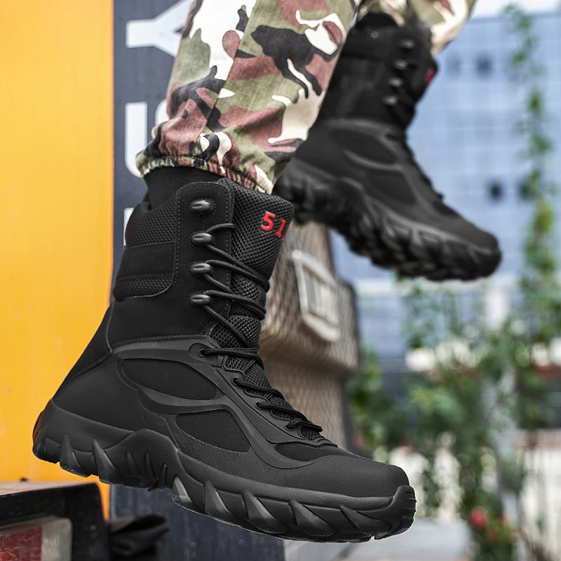 

2021 Men Tactical Boot Men's Military Desert Waterproof Work Safety Shoes Army Boots Climbing Sport Shoe Ankle Men Outdoor Boots