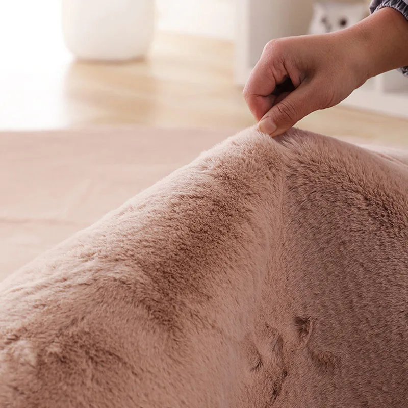 

Imitation Rabbit Fur Carpet Livingroom Bedroom Bedside Rugs Soft Fluffy Sofa Mat Coffee Table Bay Window Seat Pad Solid Color