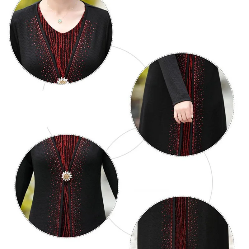 Новинка весенне-осенние платья для женщин среднего возраста платье-двойка выше