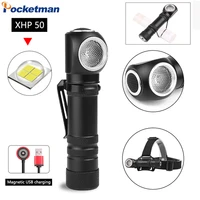new xhp50 led flashlight magnetic tail work light magnetic tail usb charging torch waterproof flashlights with built in battery