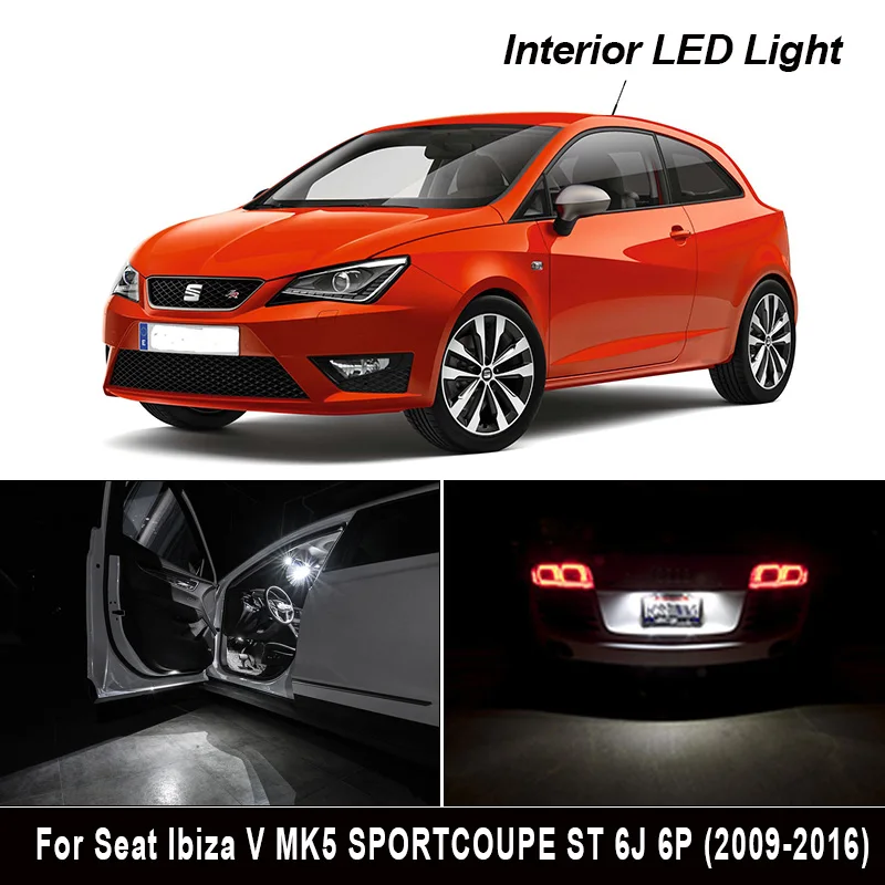 Комплект из 9 светодиодных ламп для номерного знака + купольных внутреннего