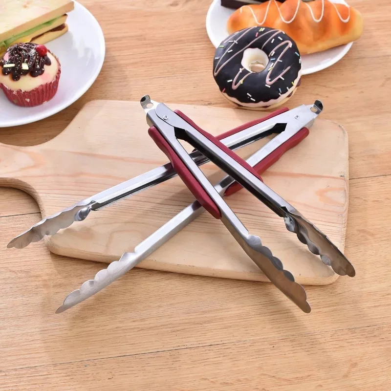 

Kitchen Accessories Stainless Steel BBQ Grilling Tong Salad Bread Serving Tong Non-Stick Kitchen Barbecue Grilling Cooking Tong
