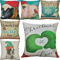 christmas home dog case pillow cushion animal cotton linen cover pig decorative