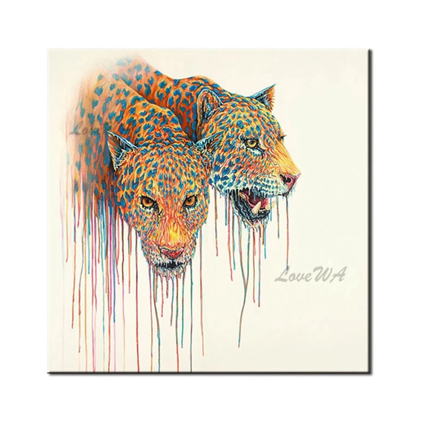 

Hand Painted Cartoon Cheetah Oil Painting Art Handmade Wild Animal Pictures Canvas Art Wall Hanging Wall Art For Kids Room Decor