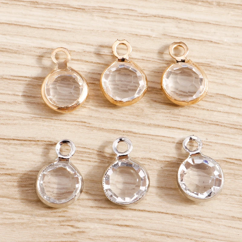 

80pcs 7*10mm 2 Colors Small Crystal Round Charms for Jewelry Making DIY Pendants Necklaces Earrings Handmade Bracelets Gifts