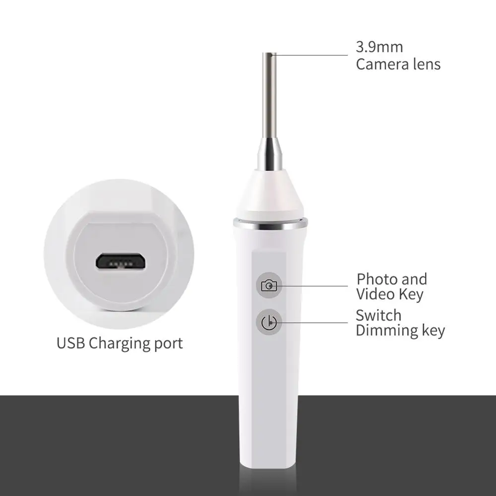 3 9 мм Wi-Fi визуальный Otoscope Медицинский мини-эндоскоп для осмотра ушей камера ушной