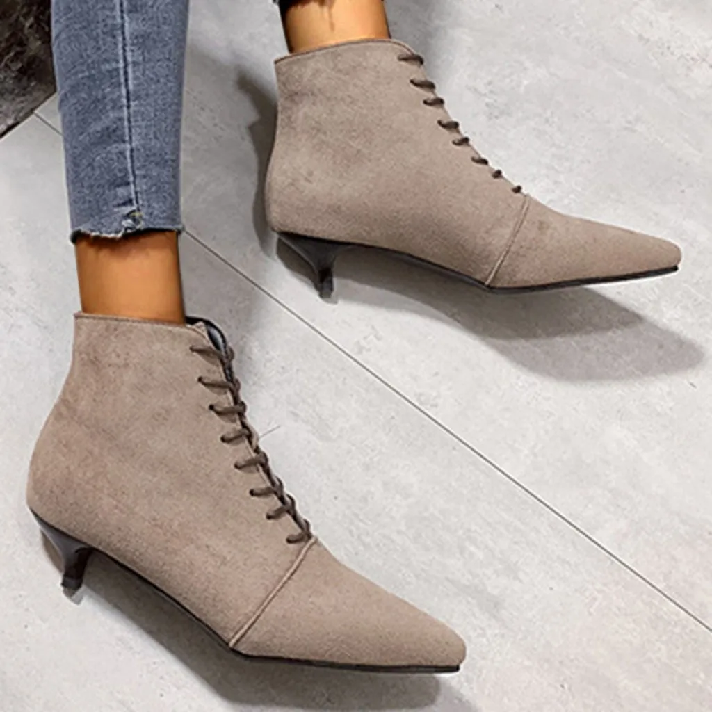 Женские ботинки из флока на резиновой подошве зимняя теплая обувь ботильоны в