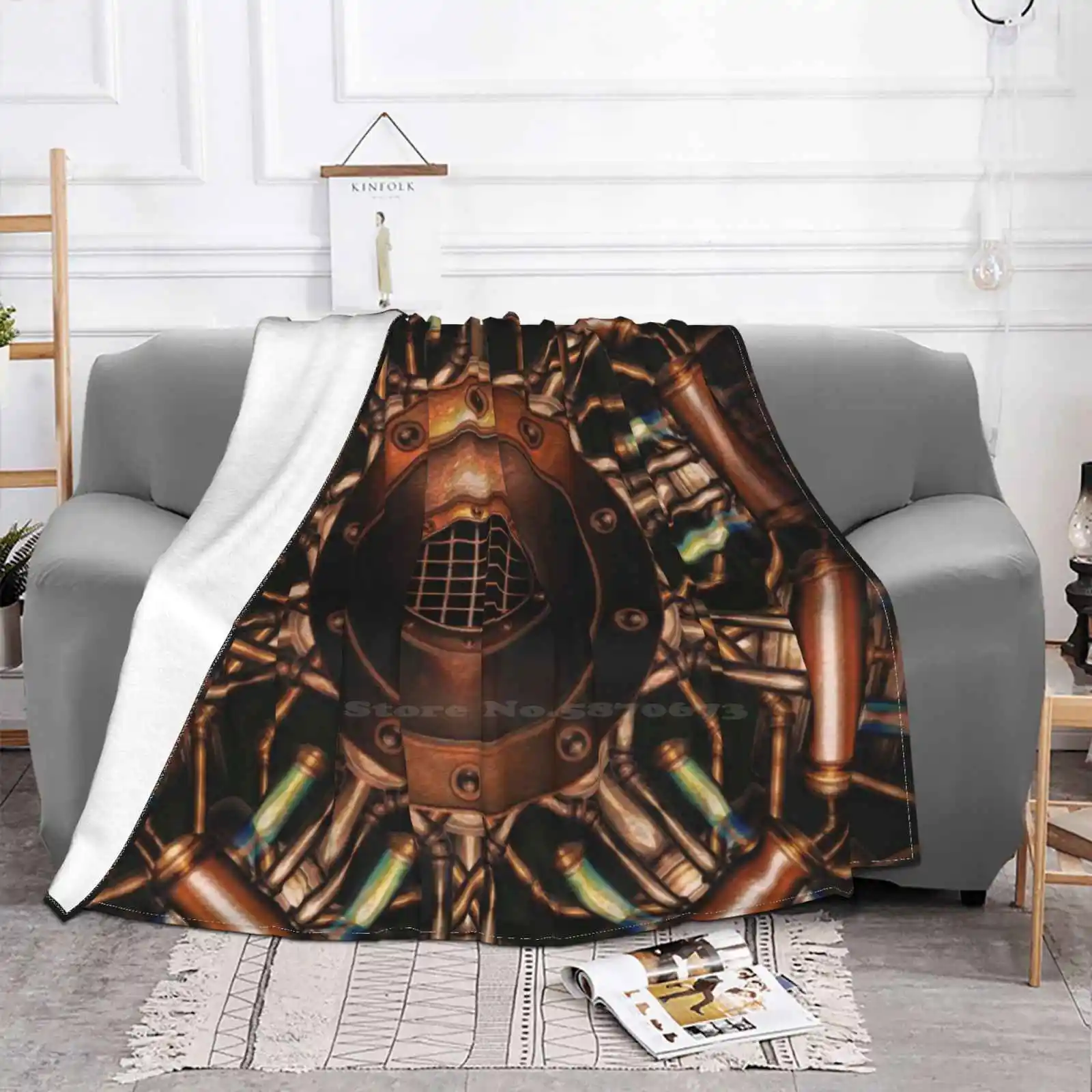 Manta de franela suave y fina con dise&ntilde;o creativo, Mandala m&iacute;stico, Steampunk, Punk, Illustratorg Steam Tesla-1