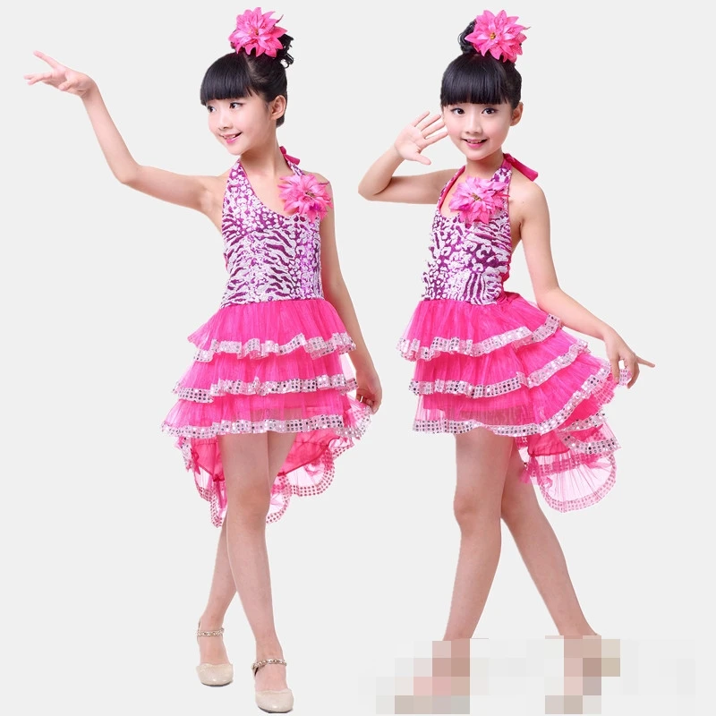 Детское платье для латинских танцев девочек Танцевальная юбка и Танго Платье с