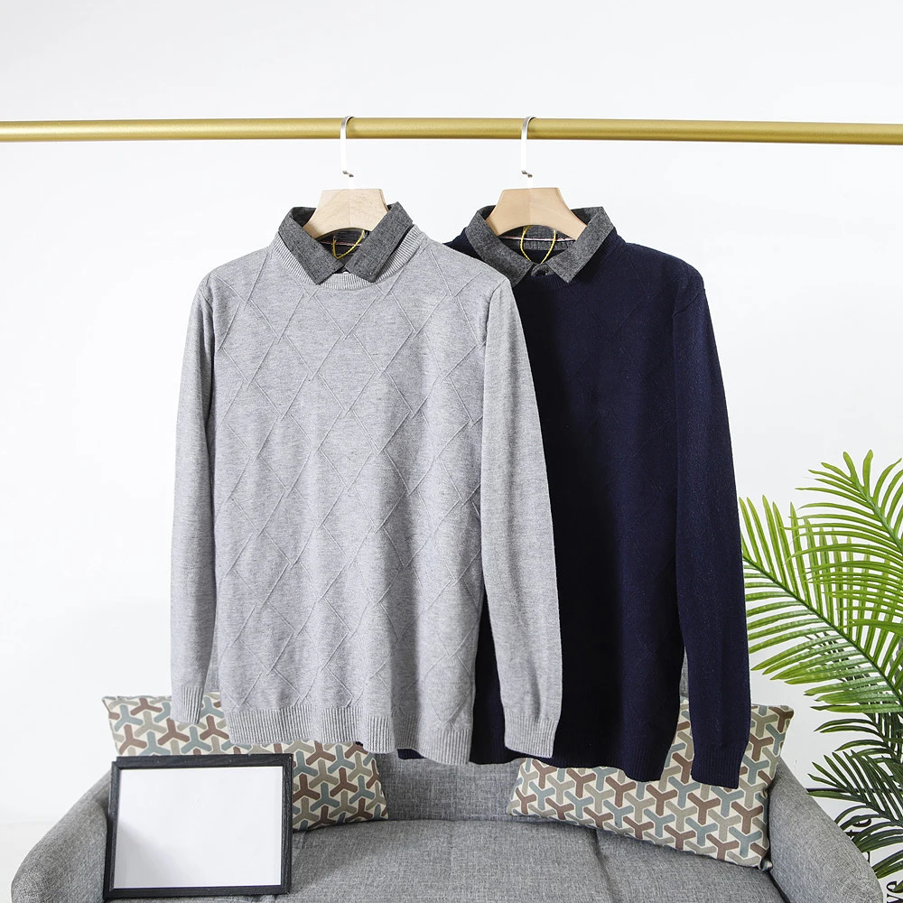 Новинка Осень-зима 2021 мужской клетчатый кардиган из двух частей с ромбовидным