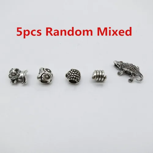 5pcs Random Mixed 5 шт./упак. животных, подвязанные лентой, с объемной волной, дредлоки, для увеличения объема, шарики около 4,5-5,2 мм Внутреннее отверстие ювелирные изделия - Цвет: 5pcs Random Mixed