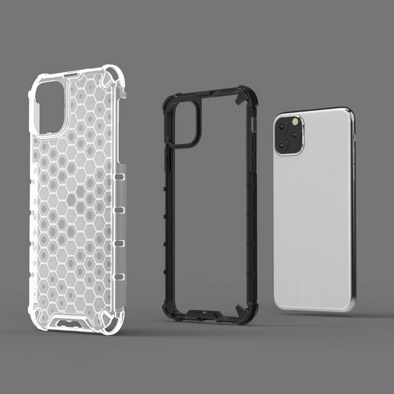 Honeycomb Structure Clear TPU Case for iphone 11 Pro Max Soft Silicone Back Cover X XS XR 6 6s 7 8 plus | Мобильные телефоны и