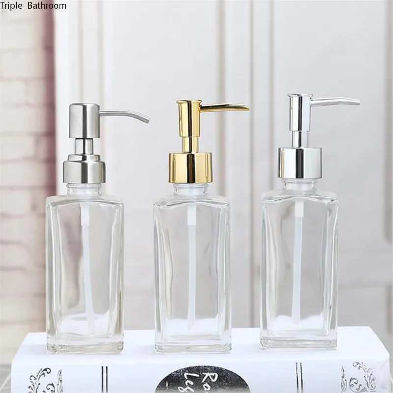 Прозрачный стеклянный диспенсер для жидкого мыла в ванной комнате|Переносные