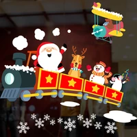 diy merry christmas wall stickers showcase window glass festival decals santa murals new year christmas decorations for home