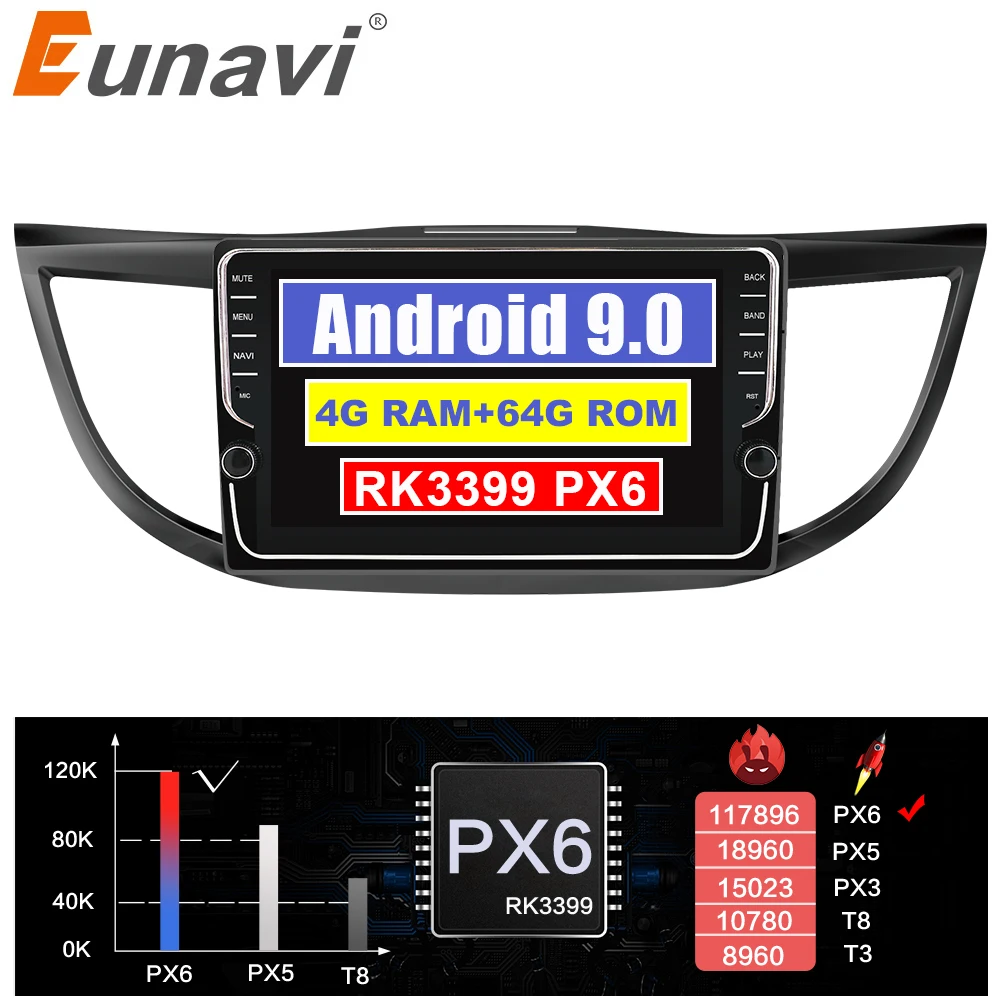Eunavi 4G + 64G Android 9 0 Автомобильный радио мультимедиа аудио плеер навигация gps 2Din для
