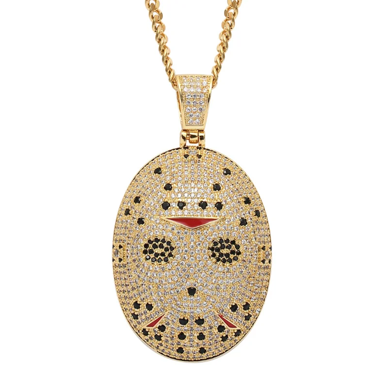 Стразы мужское ожерелье лед из кубического циркония в стиле хип-хоп маска кулон