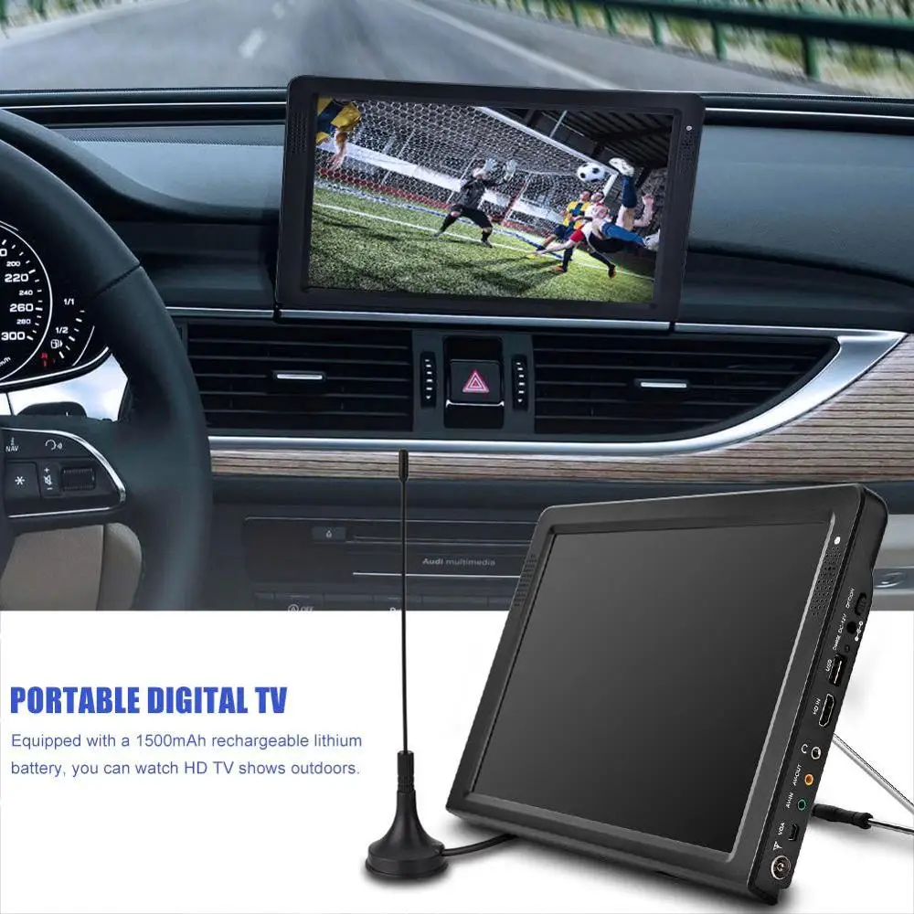 12 дюймов TFT-LED Телевизор 1080P HDMI VGA Портативный ТВ dvb-t ATSC Мини проектор для домашнего Автомобильный цифровой аналоговый ТВ Поддержка TF-карты и поддержка карт флеш-накопителей