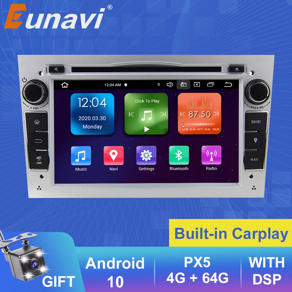 

Eunavi 2Din Android 10 Car DVD GPS Radio Multimedia For Opel Astra H G J Antara vectra c b Vivaro astra H corsa c d zafira b DSP