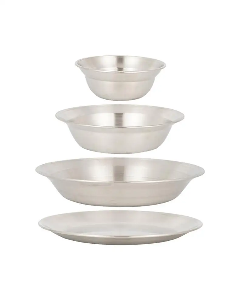 4 шт. портативный набор обеденных тарелок из нержавеющей стали прочная тарелка