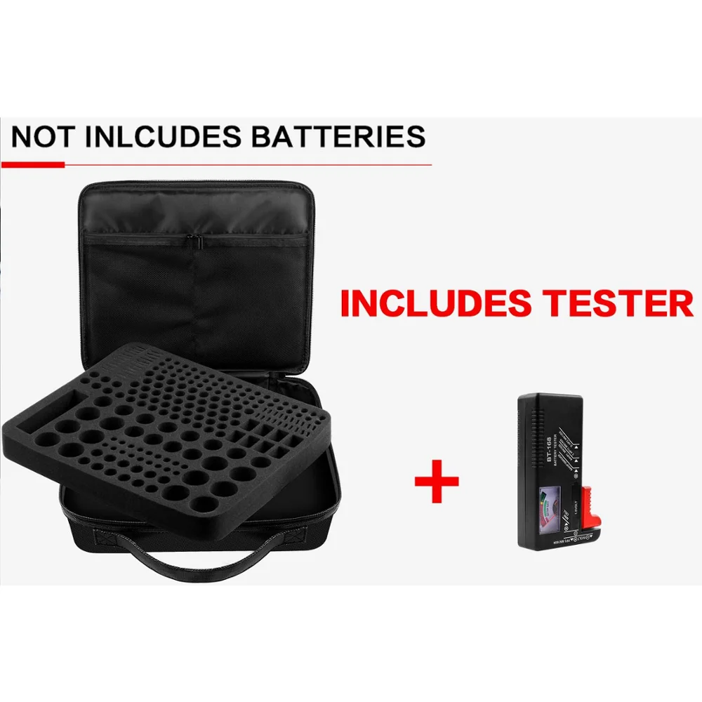 Органайзер для аккумуляторов сумка хранения EVA жесткий чехол с тестером