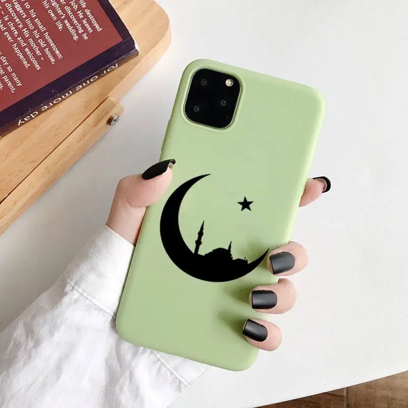 

Muslim mosque Moon Islam Phone Case Candy Color for iPhone 6 7 8 11 12 s mini pro X XS XR MAX Plus