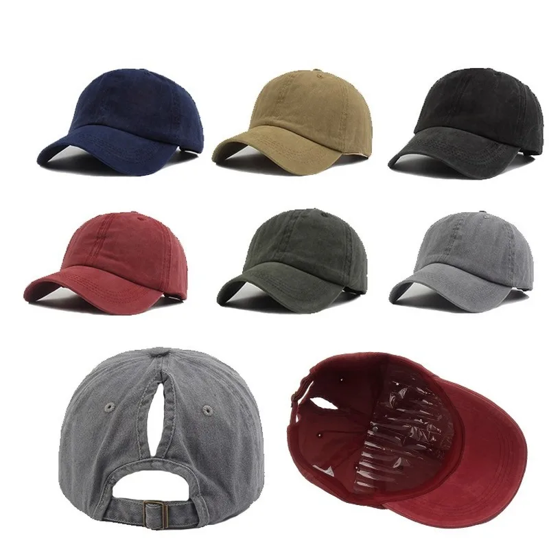

Hat Female Summer Ponytail Baseball Cap Spring and Autumn Retro Outdoor Sun Protection Cap Solid Color Casquette