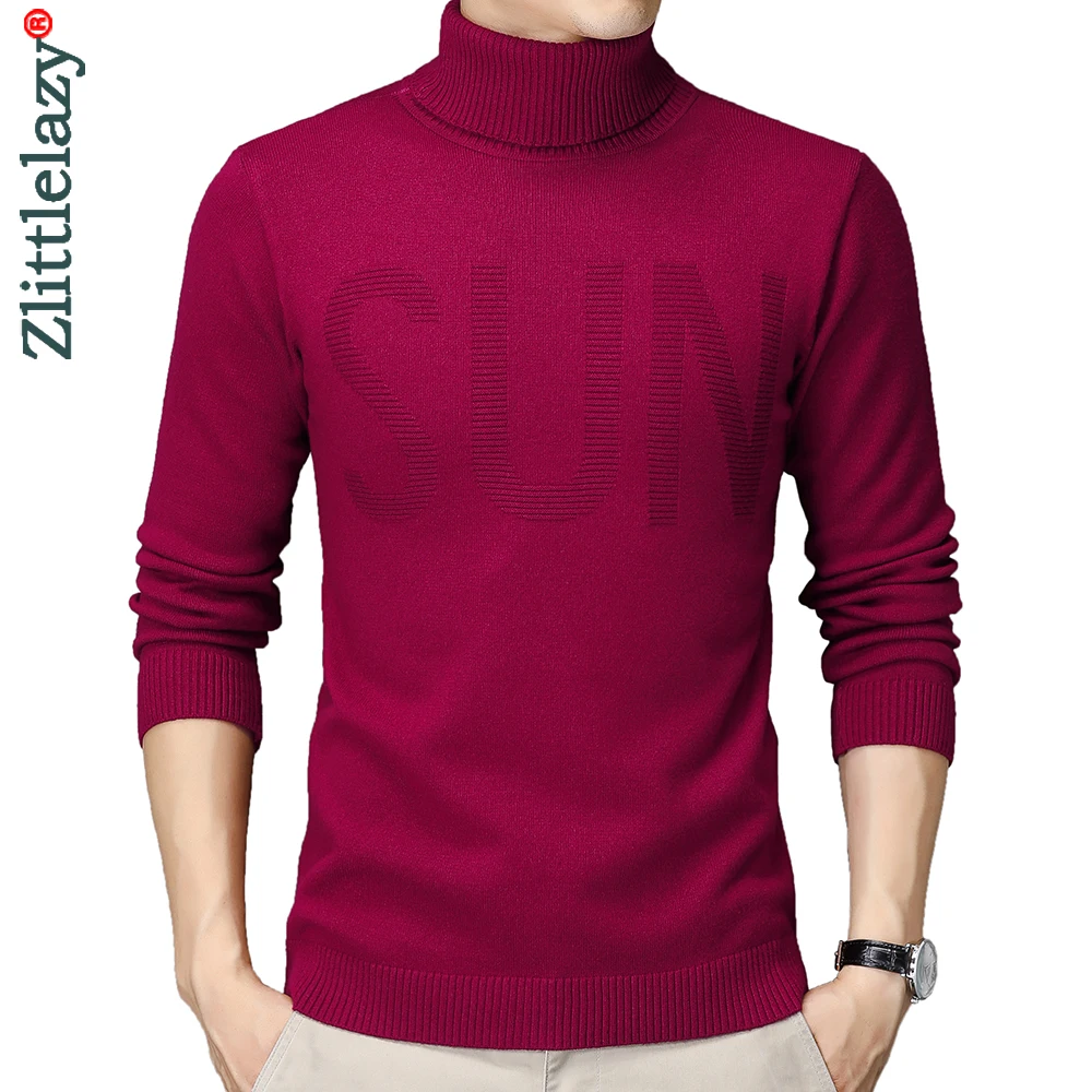 

2021 Casual Knitted Winter Turtleneck Sweater Men Pullover Letter Fashion Clothes Knit Winter Warm Mens Sweaters Pullovers 91619