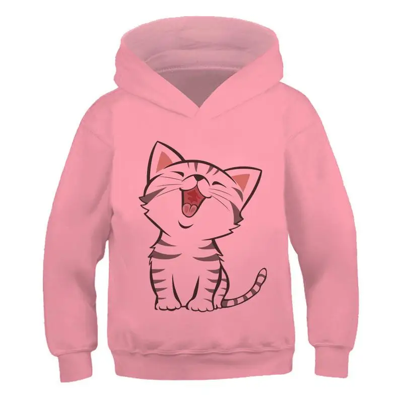 

Cute Cat Girl Cotton Hoodies Sweatshirt Kawaii Pink Prints Pattern Long Sleeve Pullover Autumn Winter Harajuku Street Style Top