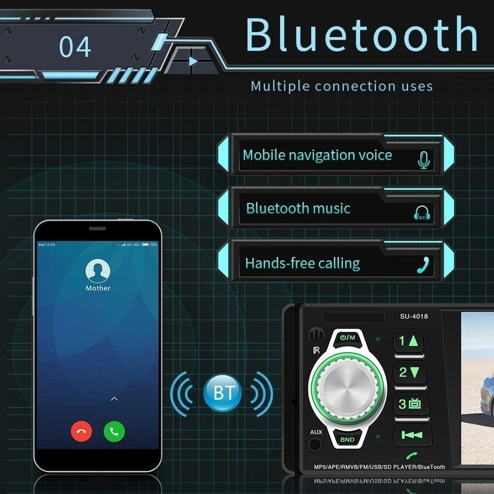 MP5 автомагнитола 1 Din 12 В 4 дюйма Bluetooth камера заднего вида|Автомобильные