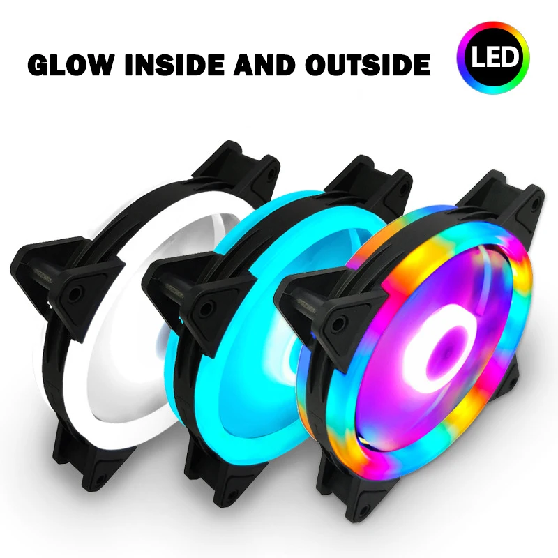 Вентилятор охлаждения для чехла компьютера 120 мм 3 контакта цветной синий красный