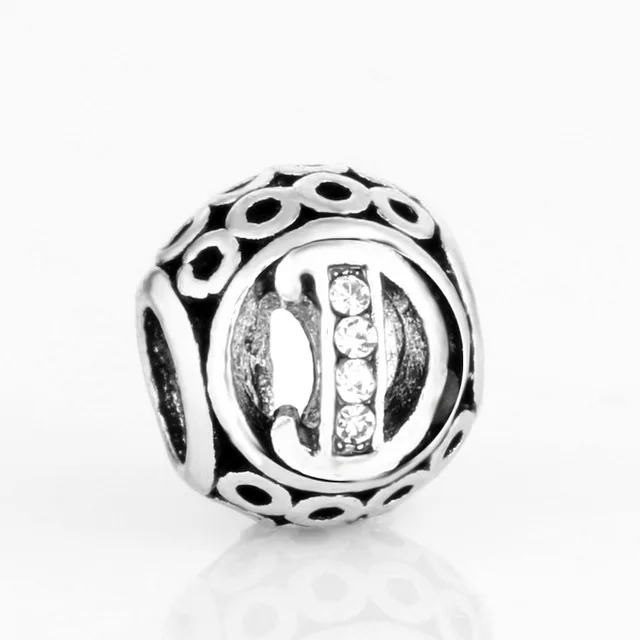 free shipping MOQ 1pc round openwork initial letter alphabet diy bead fit original pandora charms bracelet X004
