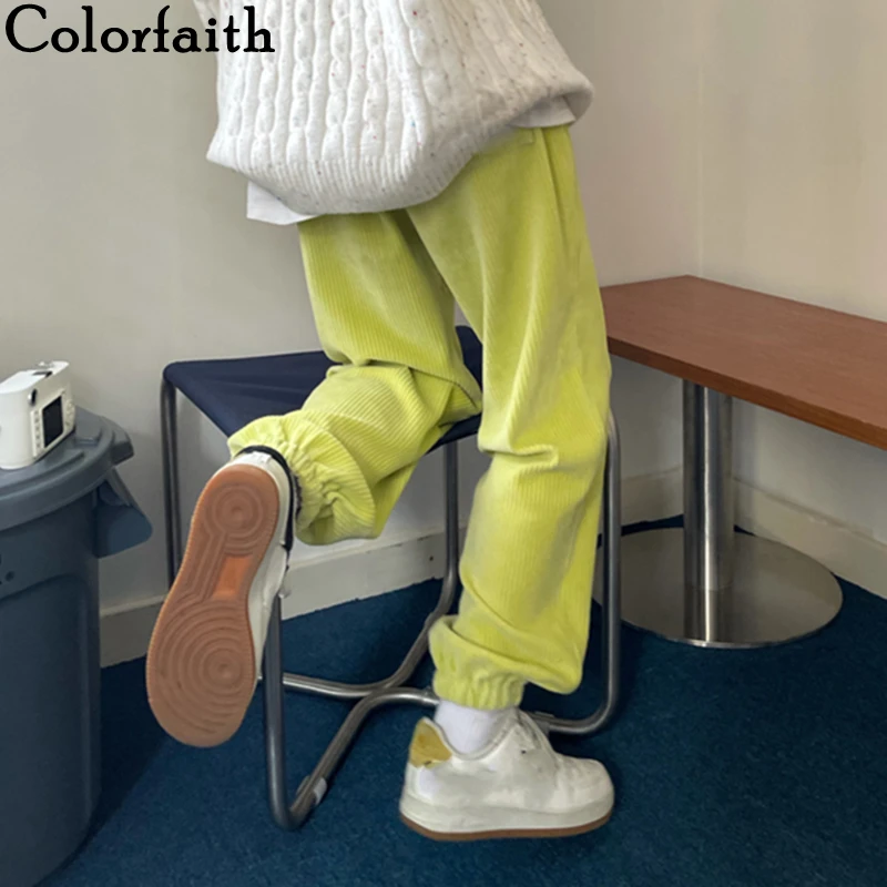 

Colorfaith New 2020 Women's Autumn Winter Women Pants Thicken Warm High Waist Sweatpants Corduroy Ankle-Length Trousers P6260