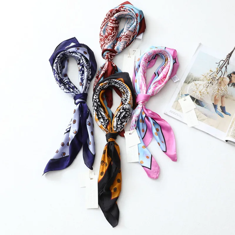 Silk Scarf Satin Bandana Women Fashion Luxury Hair Neck Scarves Designer Square 70cm Small Bohemian Paisley Ladies Head Kerchief |