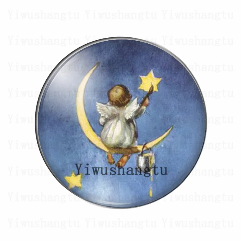 Новый Винтажный круглый стеклянный кабошон с рисунком ангела ребенка Луны 12 мм/18