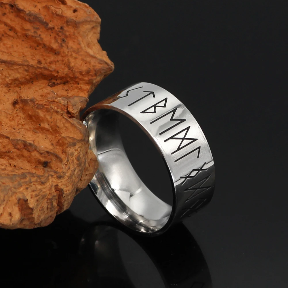 Viking Rune Ring Stainless steel with Valknut Gift Bag | Украшения и аксессуары