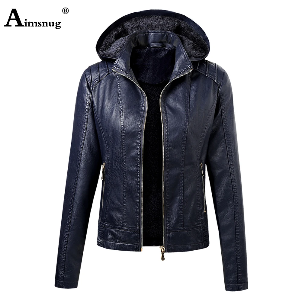 Осень 2021 новые куртки Aimsnug из искусственной кожи Женская толстовка верхняя