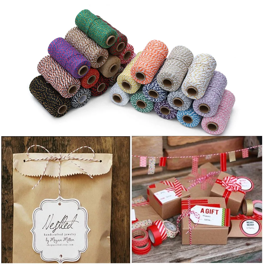 100 метров/рулон хлопковых шнуров ручной работы веревка для рукоделия упаковка