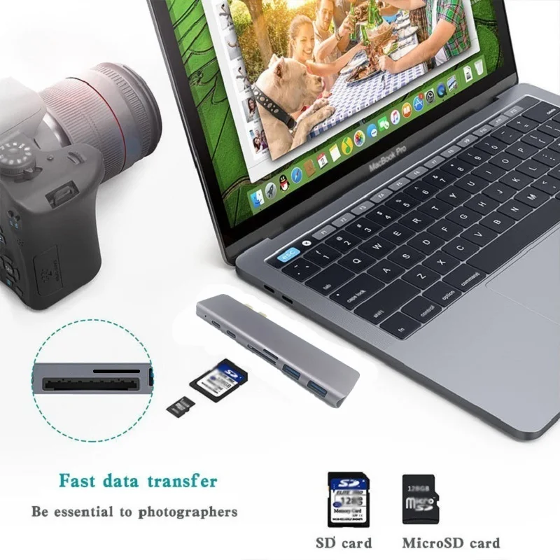 Trumsoon USB 3,1 type C к HDMI 4K USB 3,0 Thunderbolt 3 USB-C конвертер SD TF кардридер адаптер для нового Macbook Air Pro