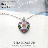 necklace heart colorful flower2021 summer brand new romantic fine jewelry europe 925 sterling silver bijoux gift for women
