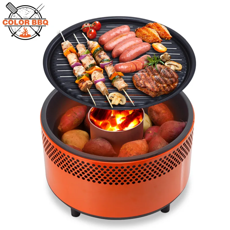 Духовка для барбекю на древесном угле дома и улицы портативная рамка без дыма