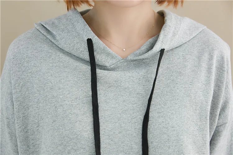

Women cotton Hoodies Female Loose Denim patchwork Hooded Casual Sweatshirt Tops Ladies Pullovers korean style clothes