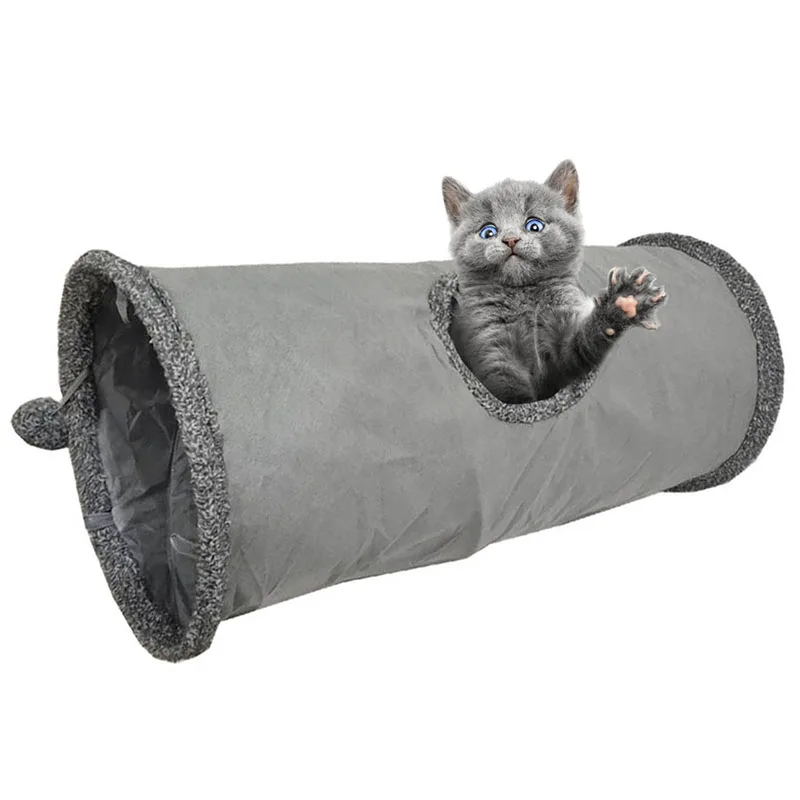 Забавный туннель для кошек складные игровые трубки с 2 отверстиями гофрированные