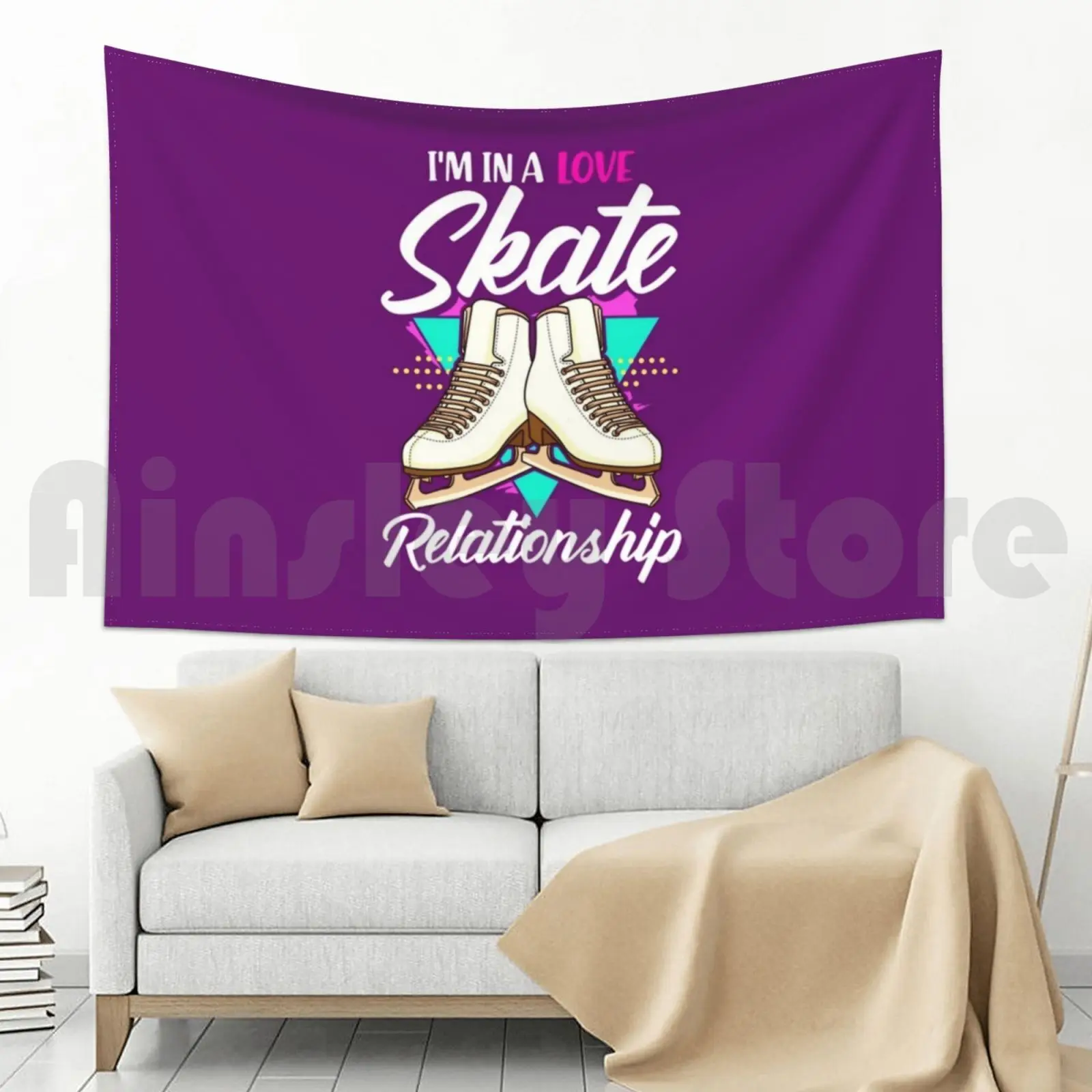 Смешные фигурки ролики: в любви скейт отношения гобелен гостиная спальня Axel Loop Flip
