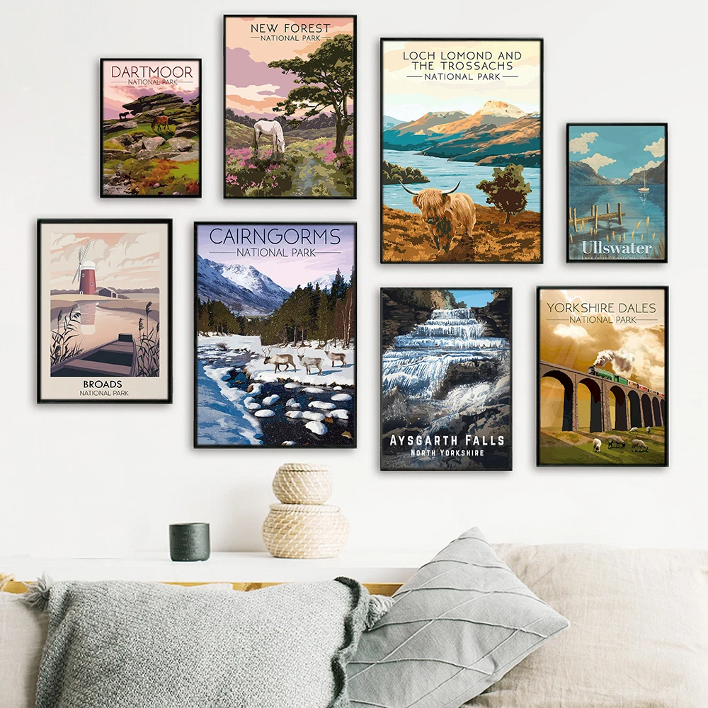 

Vintage Poster Famous National Park Landscape Retro Posters and Prints Art For Home Living Room Bar Wall Pictures Painting Decor