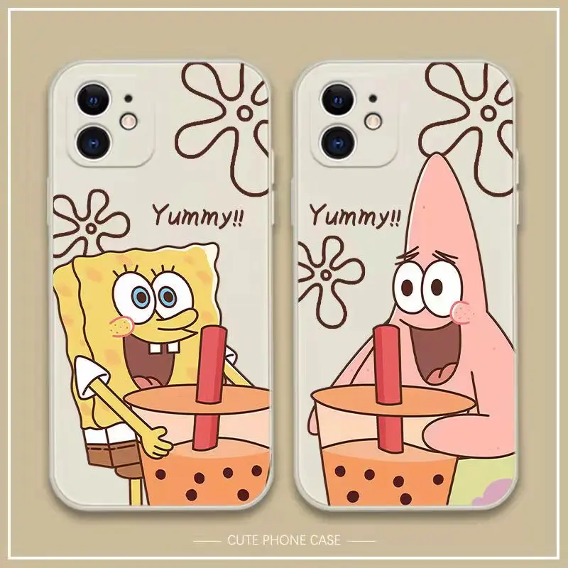 

SpongeBob-Patrick-Star Phone Case For iPhone 12 13 Pro Max Mini 11 Pro Max X XR XS MAX SE 2020 8 7 6 6S Plus Funny Cover Funda