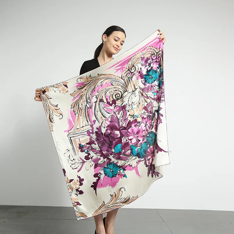 

New silk scarf/scarf "blooming rich" heavy silk satin mulberry silk scarf/shawl